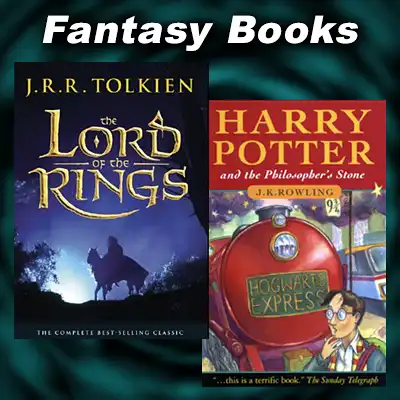 Book covers for The Lord of The Rings and Harry Potter