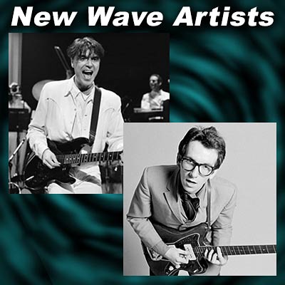 New Wave music artists Talking Heads and Elvis Costello