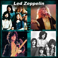 Four pictures of the members of Led Zeppelin