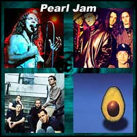 Four pictures of the rock band Pearl Jam