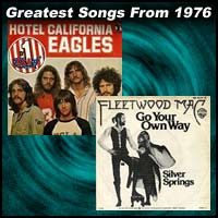 record cover art for Hotel California by the Eagles and Go Your Own Way by Fleetwood Mac