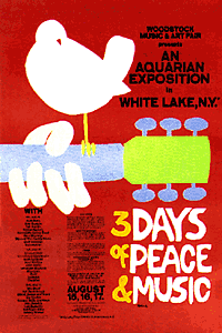 woodstock 1969 poster with dove on guitar neck