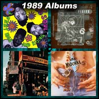 1989 record album covers for 3 Feet High And Rising, Doolittle, Paul's Boutique, and Like A Prayer