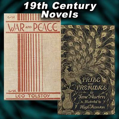 Book covers for War and Peace, Pride and Prejudice