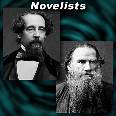novelists Charles Dickens and Leo Tolstoy