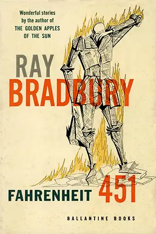 Sci-fi book cover for Fahrenheit 451