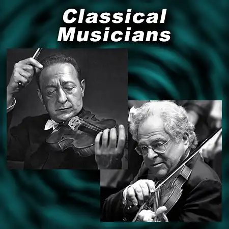 Classical musicians Jascha Heifetz and Itzhak Perlman