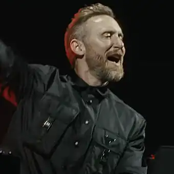 Dance music musician David Guetta in leather jacket