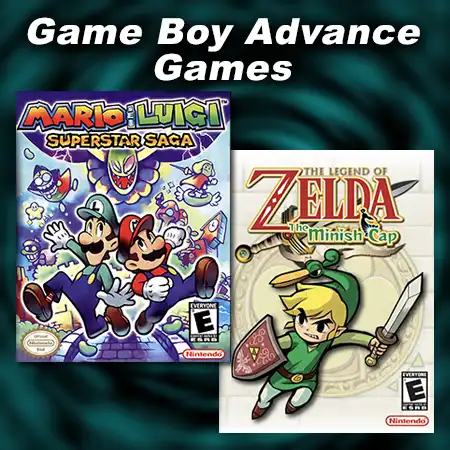 Images from Game Boy Advance Games "Mario & Luigi: Superstar Saga" and "The Legend of Zelda: The Minish Cap"