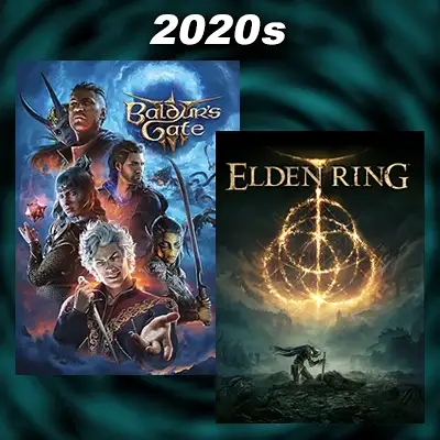 Images from the video games Baldur's Gate 3 and Elden Ring