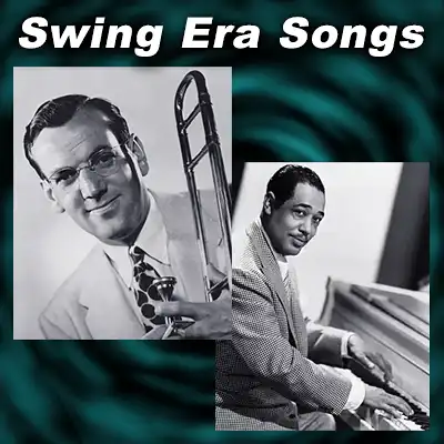 Image showing Bing Crosby and Benny Goodman with text title "Greatest Swing Era Songs"