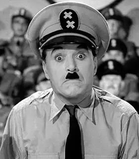 Actor Charlie Chaplin in the movie The Great Dictator