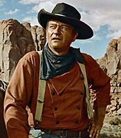 Actor John Wayne in the movie The Searchers