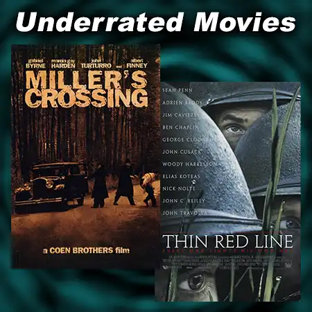 Posters for the movies Miller's Crossing and The Thin Red Line