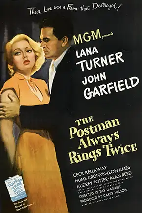Poster for the 1946 movie The Postman Always Rings Twice