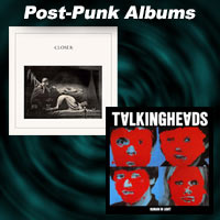 album covers for Closer by Joy Division and Remain in Light by Talking Heads