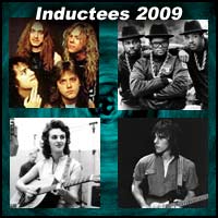 Rock and roll artists Metallica, Run-D.M.C., Wanda Jackson, and Jeff Beck