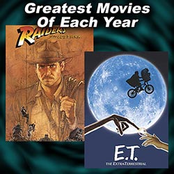 Movie Posters for Raiders of the Lost Ark, and E.T. the Extra-Terrestrial