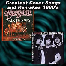 Two record sleeves for Walk This Way and I Love Rock 'N' Roll