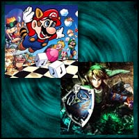 Images from Game Boy Advance Games "Super Mario Bros 3" and "The Legend of Zelda"