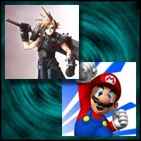 Images from the video games "Final Fantasy" and "Super Mario Brothers"