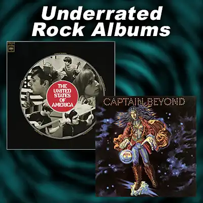 Album covers for 'United States Of America' and 'Captain Beyond'
