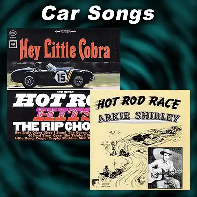 record sleeves for "Hey Little Cobra" and "Hot Rod Race"