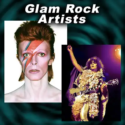 glam-rock artists David Bowie and T-Rex