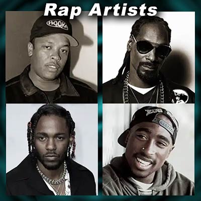 Rappers Dr. Dre, Snoop Dogg, Kendrick Lamar, 2 Pac,