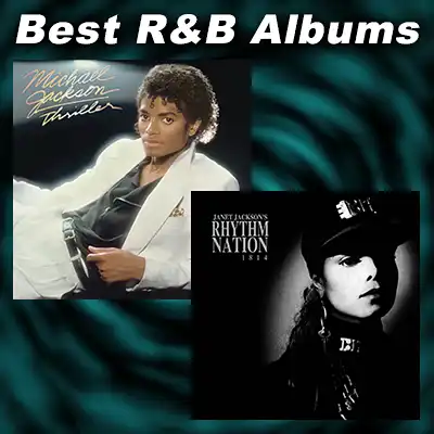 album covers for Michael Jackson's Thriller and Janet Jackson's Rhythm Nation 1814