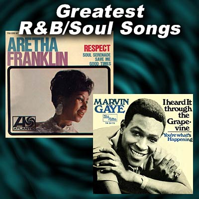 record sleeves for Respect by Aretha Franklin and I Heard It Through The Grapevine by Marvin Gaye