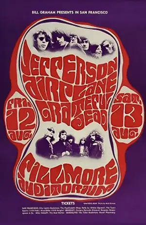 Fillmore auditorium psychedelic poster, Jefferson Airplane