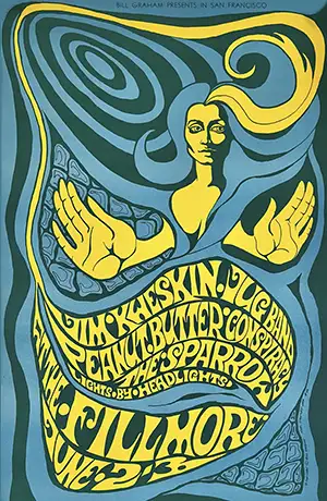 Fillmore auditorium psychedelic poster, Jim Kweskin Jug Band
