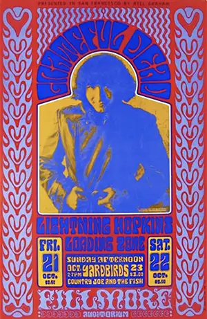 Fillmore auditorium psychedelic poster, Grateful Dead