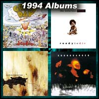 1994 record album covers for Dookie, Ready to Die, Downward Spiral, and Superunknown